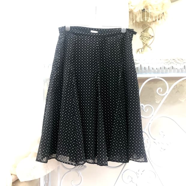 basic dot flare midi skirt