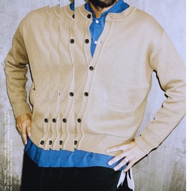 비슬로우 스탠다드 크루넥 니트 가디건 브라운 M