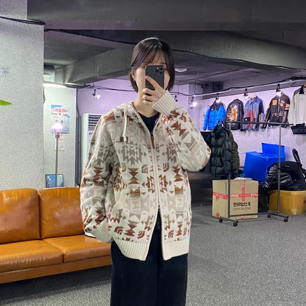 노스페이스 나바호 에어 울 베이지 스웨터 니트 집업 B3976