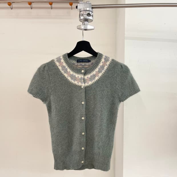 랄프로렌 앙고라 페어 아일 쇼트 슬리브 가디건