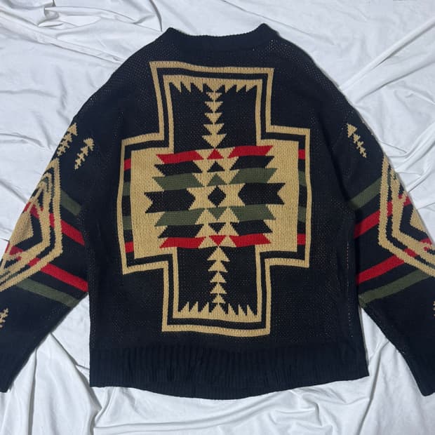 빈티지 네이티브 아메리칸 패턴 니트 에스닉