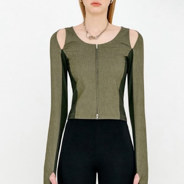 유즈 YUSE 컷아웃 집업