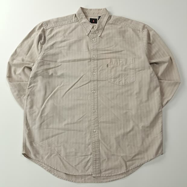 CK196 XL 리바이스 90s 화이트탭 베이지 스트라이프 셔츠 남방
