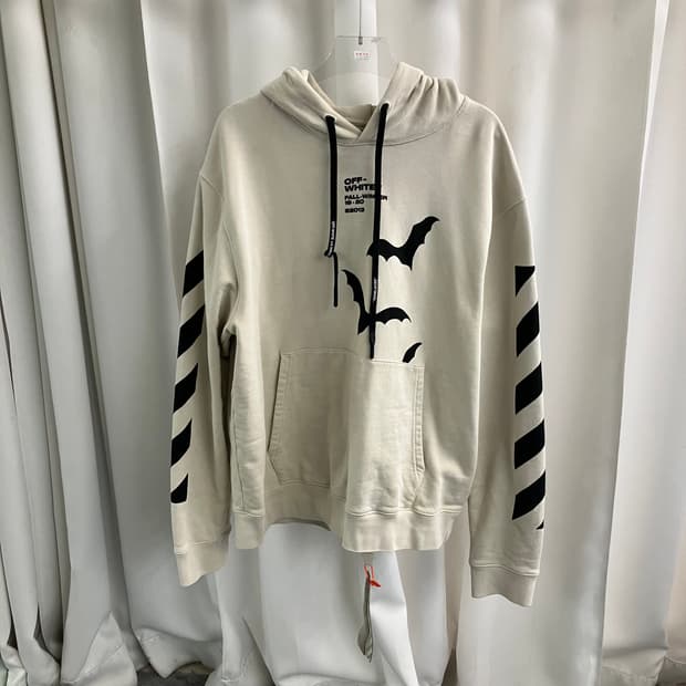19FW 오프화이트 디아그 박쥐 프린팅 후드티 XL