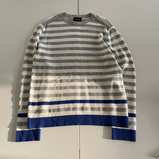 솔리드옴므 스트라이프 간절기 모 100% 니트