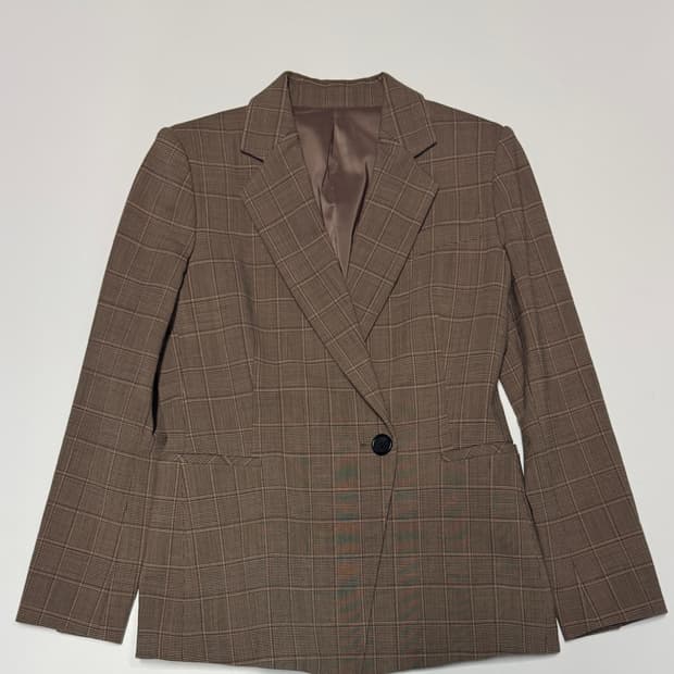 여성 미샤 Michaa 빈티지 체크 블레이저 울 자켓