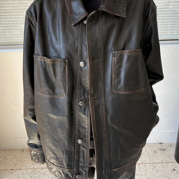 자라 투포켓 리얼레더 자켓