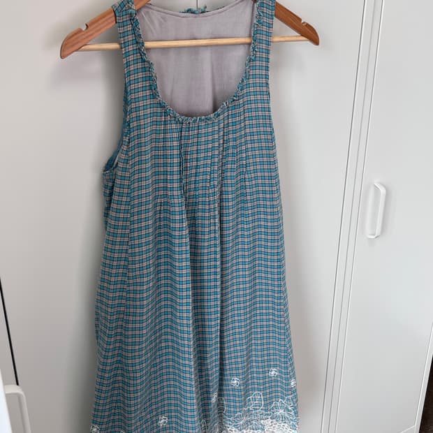 Vintage 체크 레이스 레이어드 나시 원피스