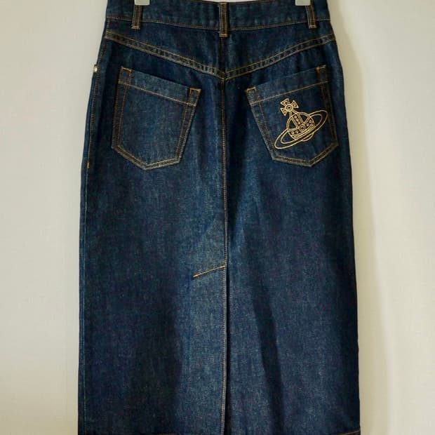 [국내정품]Vivienne Westwood ORB 데님 미디 롱스커트