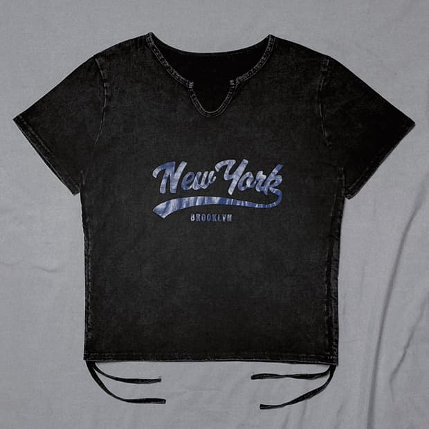 (F) 일본 빈티지 CRYX 피그먼트 셔링 노치넥 티셔츠