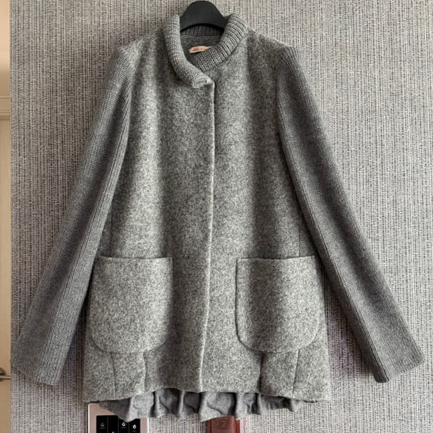 JILL BY JILLSTUART 그레이 울혼방 니트 소매 하프 코트