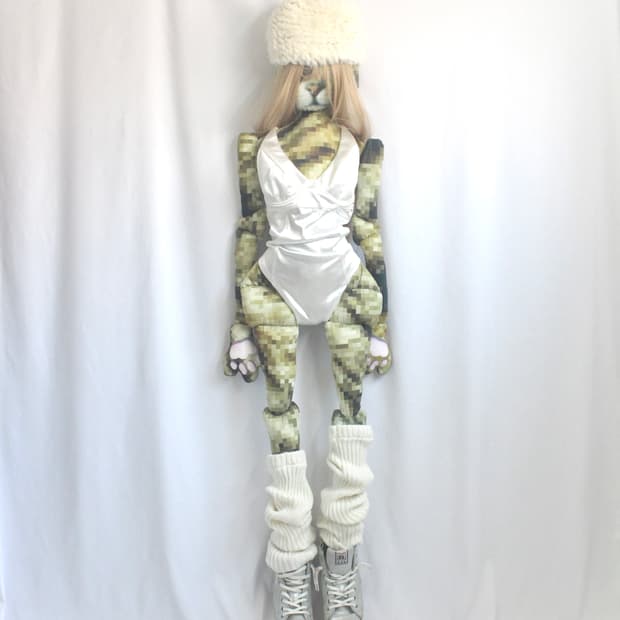 glossy white body layered suit