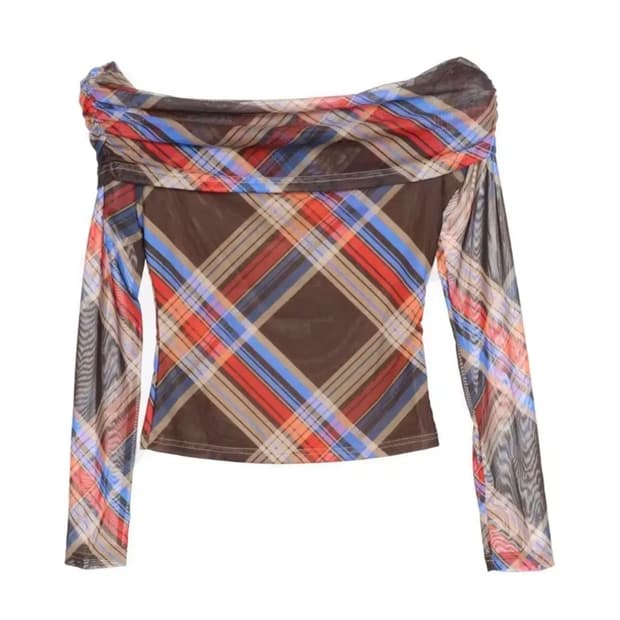 (단돈3500원/착샷O) 샵사이다 체크 오프숄더 블라우스