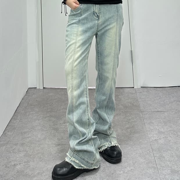 Vintage distressed flare denim pants