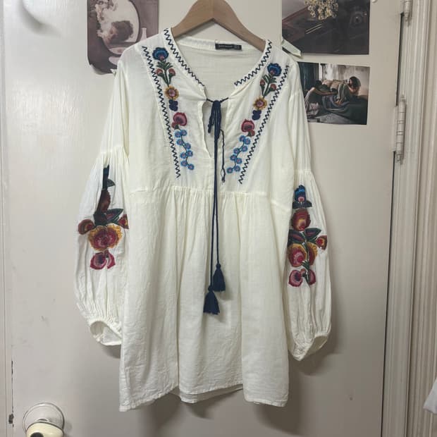 빈티지 모리걸 자수 블라우스