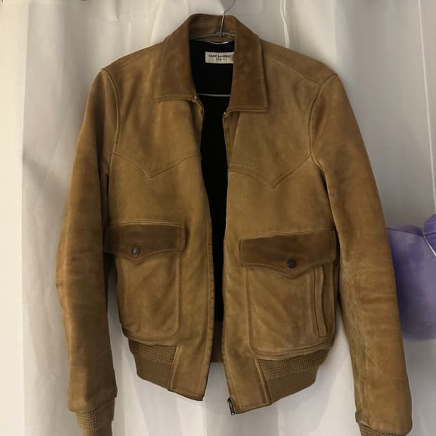 생로랑 웨스턴 스웨이드 블루종