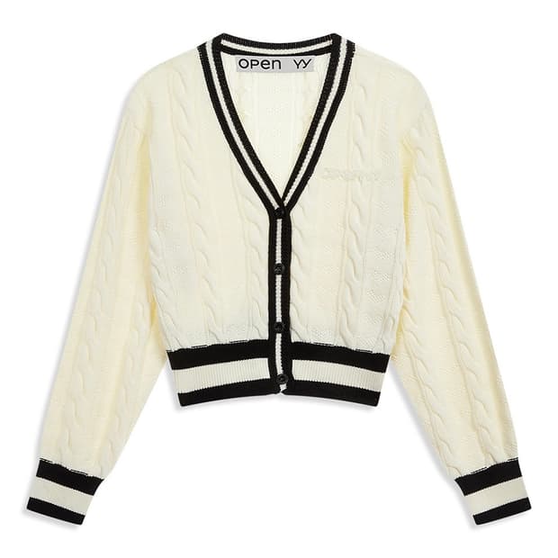 오픈와이와이 - HEART&CABLE CARDIGAN, IVORY