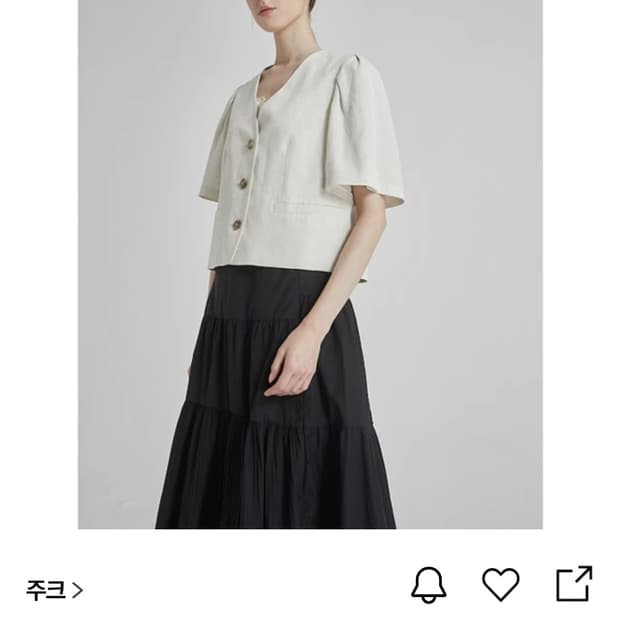 여성 55) ZOOC 쥬크 신형 22ss 노카라 린넨 혼방 반팔 자켓