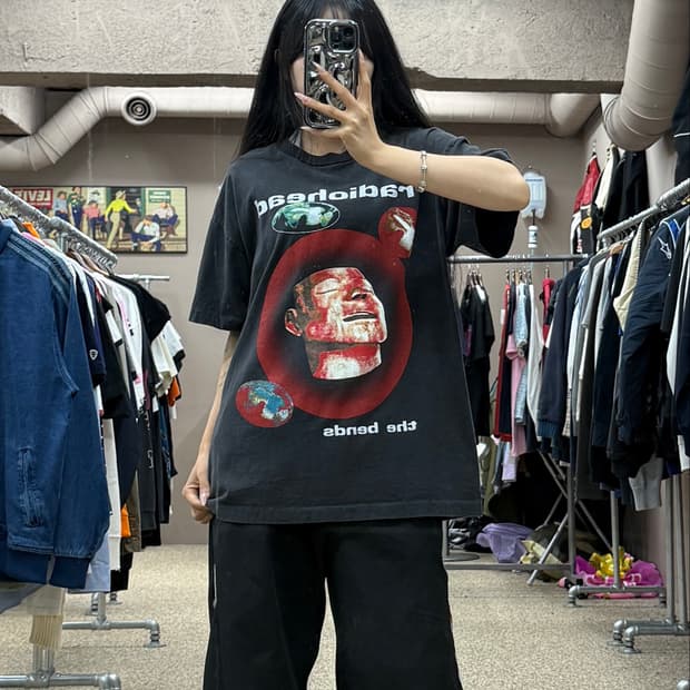 빈티지 라디오헤드 그래픽 반팔 티셔츠 S95
