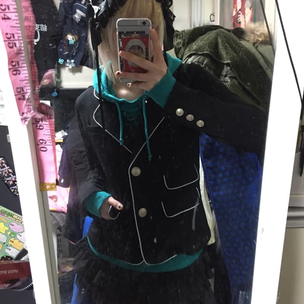 빈티지 lovetoxic 블레이저 후드 코디세트