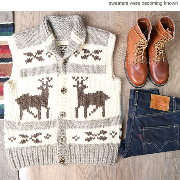 캐나다 핸드메이드 양모100% 인디언 코위찬 베스트 스웨터 