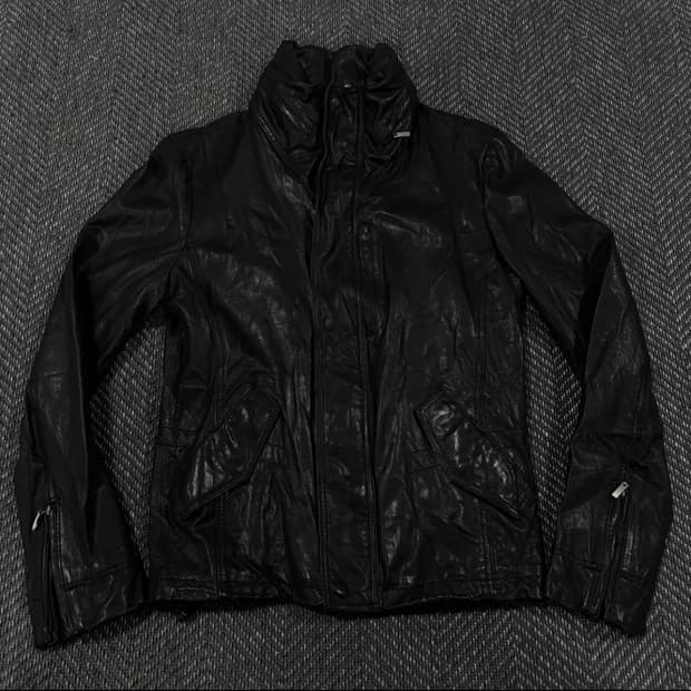 램스킨 슬림핏 히든후드 자켓 블랙