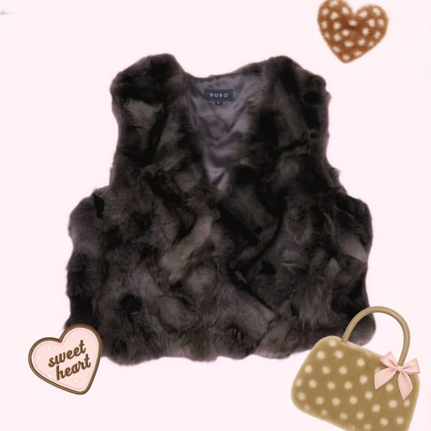 오네갸루 브라운 퍼 포인트 대장 조끼 자켓