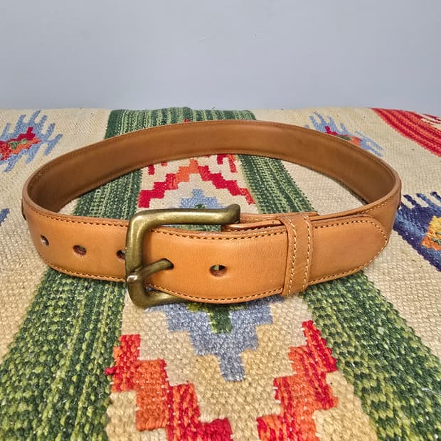 Vintage 90s 카우레더 홀스빗 솔리드브레스(황동)버클 벨트 27