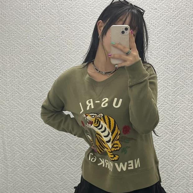 폴로 랄프로렌 올드스쿨 자수 올리브 카키 맨투맨 S C06607