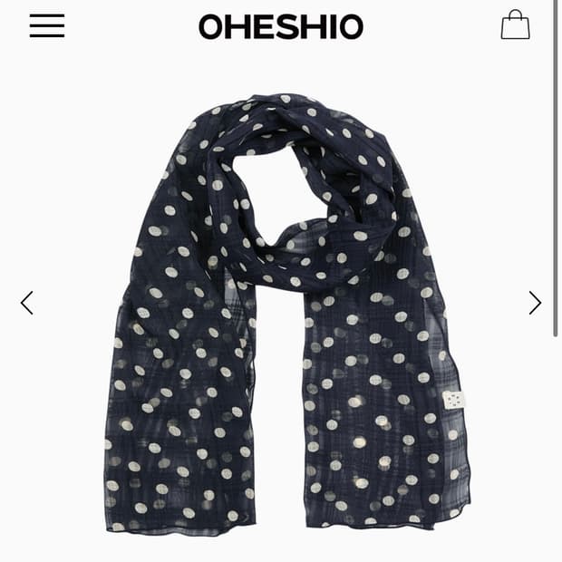 오헤시오 도트쉬어스카프 머플러 네이비