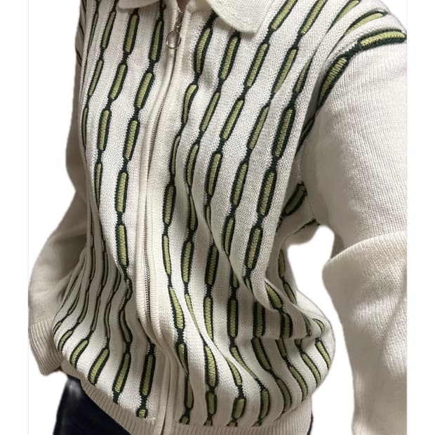 디스이즈네버댓 chain zip up 니트 가디건