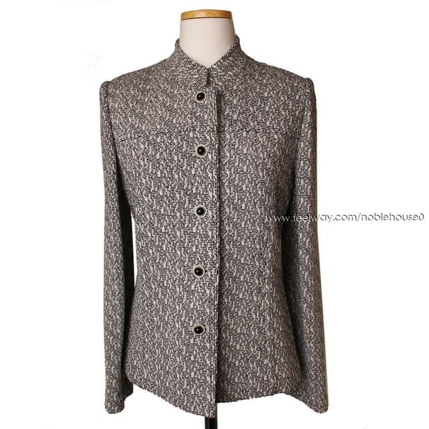 레이나뉴욕 블랙&화이트 보카시 울 니트 자켓(66)