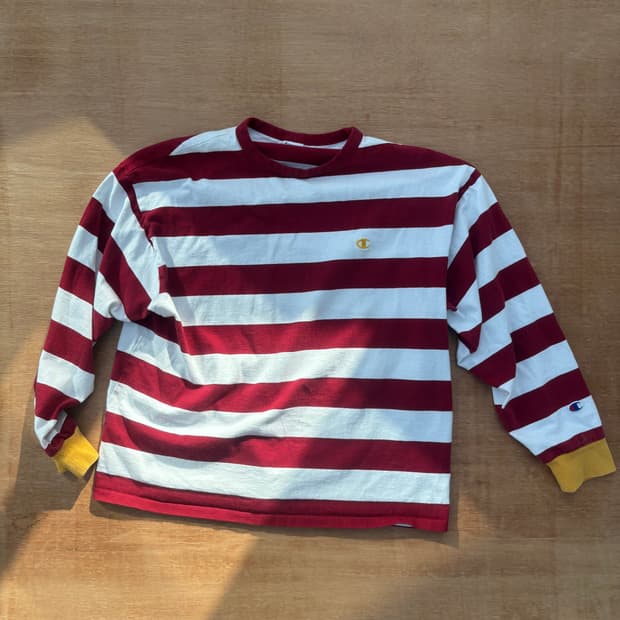  Champion Stripe Long Sleeve Red 챔피언