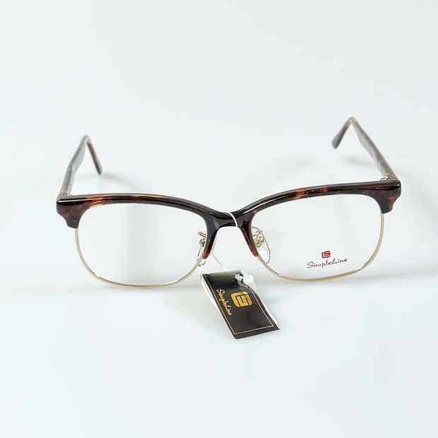 90s SIMPLE LINE 브라운톤 하금테 스퀘어 빈티지 안경