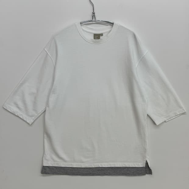 SPAO 스파오 7부 레이어드 반팔티 화이트 그레이