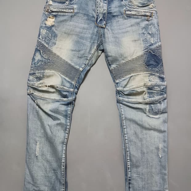 [34] 발망 스티치덧댐 바이커진 청바지