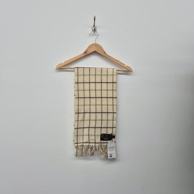 바버 체크 머플러 아이보리 
