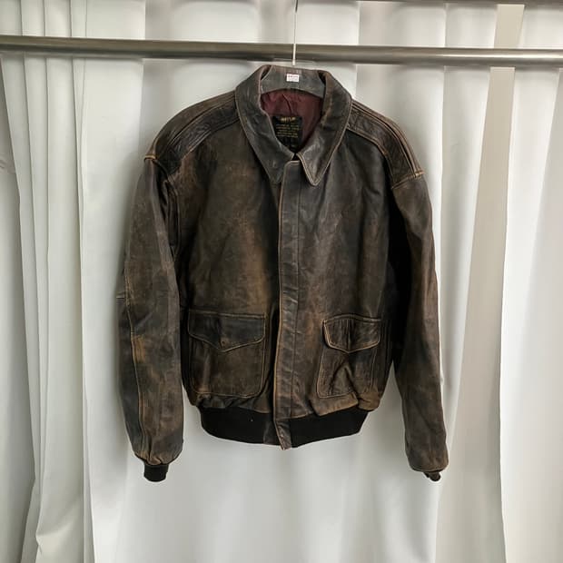 Avirex 아비렉스 A-2 레더 봄버 자켓 44