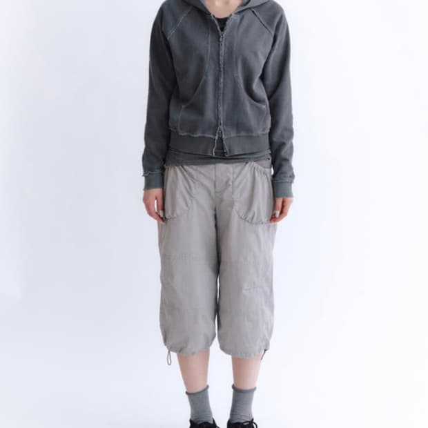 폴리테루 WOMEN POCKET SHIRRING PANTS - GRAY