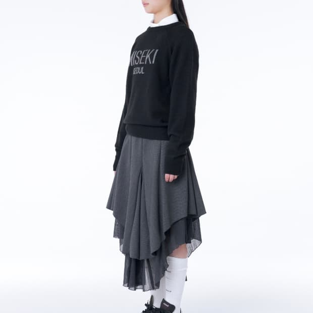 Misekiseoul 미세키서울 언발란스 레이어드 스커트 치마 차콜 컬러