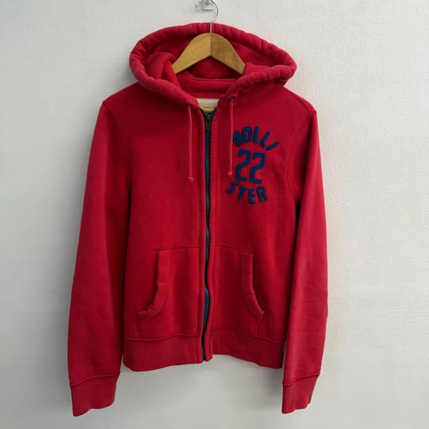 홀리스터 y2k red 기모 후드집업 s