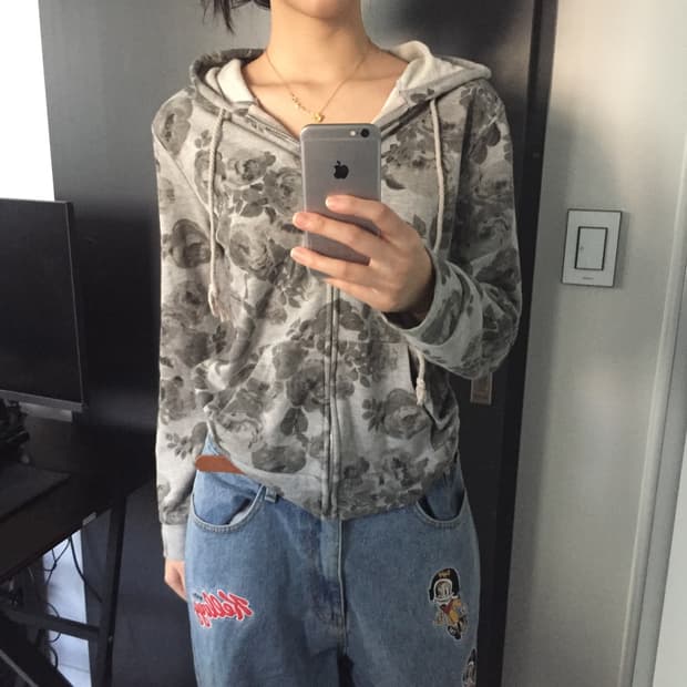 모노 플라워 후드집업