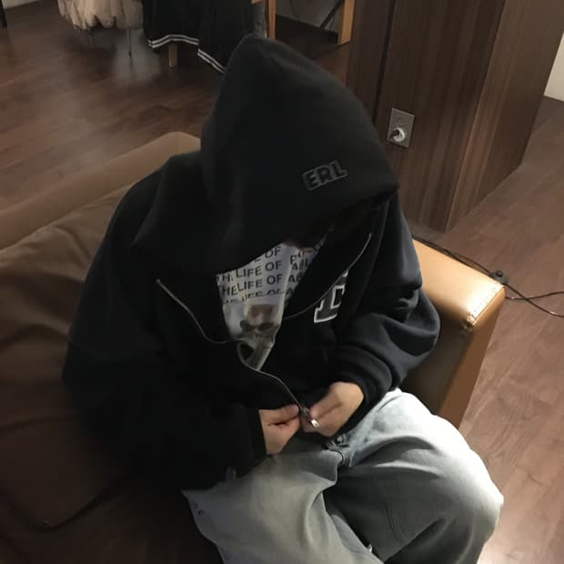 ERL 바시티 후드집업 네이비