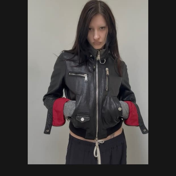 00s 디스퀘어드2 울니트 레더바이커 자켓