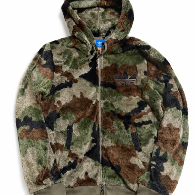 빈티지 아디다스 파이어버드 카모 쉐르파 후드집업 플리스 