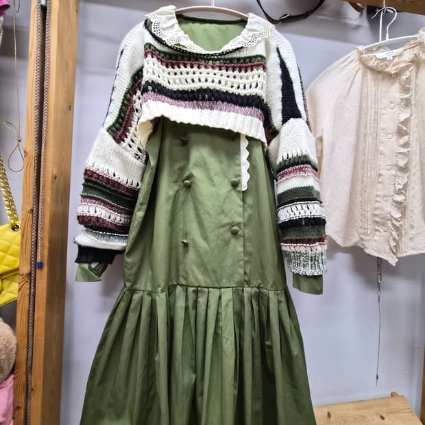 크롭 벌룬 니트 볼레로