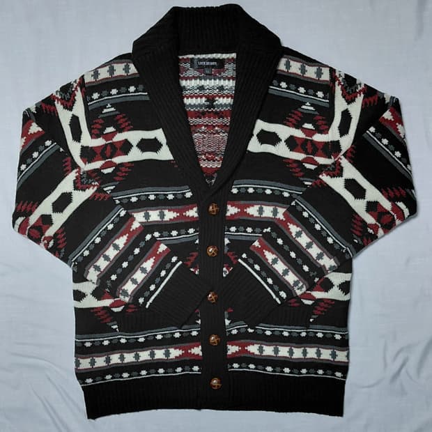 아메카지 감성 LOCK HEAVEN 네이티브 패턴 코위찬 숄칼라 가디건