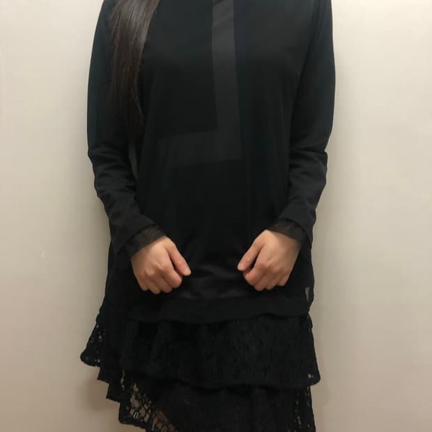 빈티지 블랙 레이스 하이넥 탑