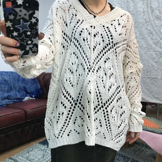 빈티지 여성 그물 니트 