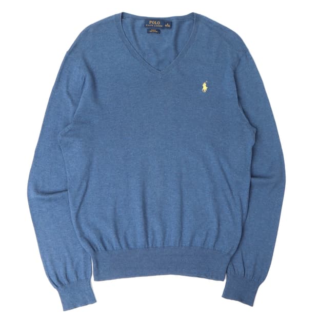 폴로 랄프로렌 다크블루 피마코튼 브이넥 니트